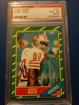 Jerry Rice 1986 Topps Rookie,  Rc,  Psa 8 (oc) Nr - Mt