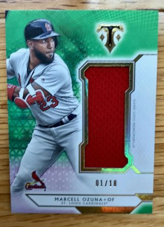 Marcell Ozuna 2018 Topps Triple Threads Green Sp Jersey Relic 1/18 Cardinals