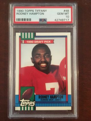 1990 Topps Tiffany 48 Rodney Hampton Rookie Rc Psa 10 York Giants Pop 22