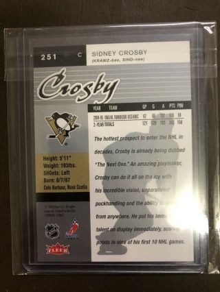 2005 Fleer Ultra Hockey Sidney Crosby ROOKIE RC 251 2