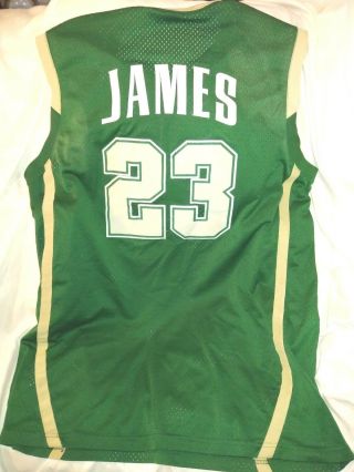 LEBRON JAMES Irish NIKE High School 2003 Stitched Basketball Jersey XXL Green 2