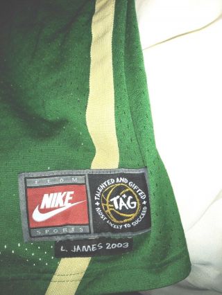 LEBRON JAMES Irish NIKE High School 2003 Stitched Basketball Jersey XXL Green 3