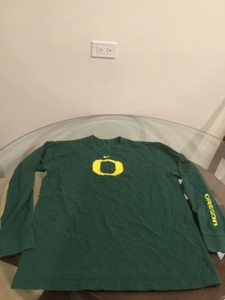 Oregon Ducks Green Yellow Nike Long Sleeve Football Basketball Shirt Medium