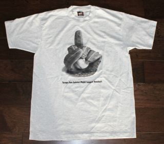 Tampa Bay Baseball T - Shirt Salutes Mlb Middle Finger Large L Vtg 90s Made In Usa