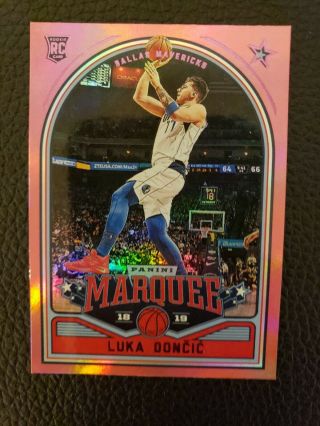 2018 - 19 Chronicles Luka Doncic Marquee 255 Pink Rookie Rc Prizm Mavericks Roy