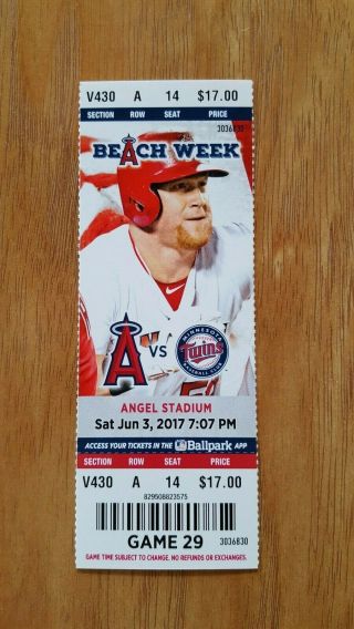 Los Angeles Angels Baseball 2017 Albert Pujols Home Run 600 Ticket Stub 6/3/17