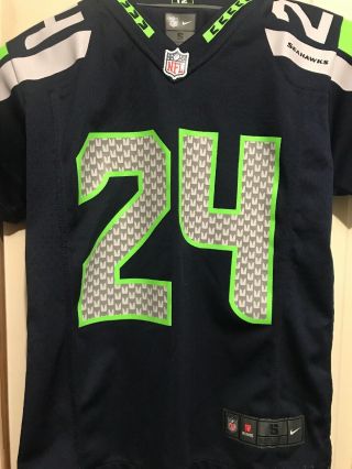 Authentic Nike Seattle Seahawks 24 Lynch Football Youth Small On Field Jersey