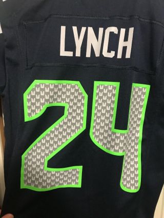 Authentic Nike Seattle Seahawks 24 Lynch Football YOUTH Small On Field Jersey 5