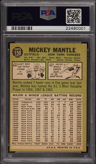 1967 Topps Mickey Mantle 150 PSA 8 NM - MT (PWCC) 2