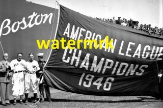 1946 Boston Red Sox Raised Al American League Champions Banner 8x10 Photo