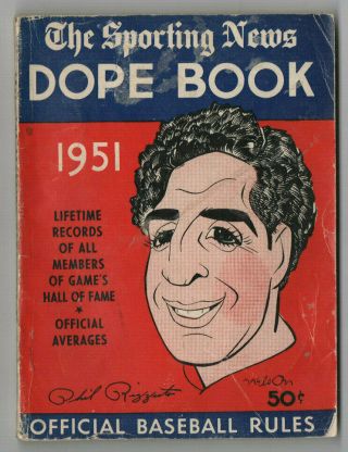 1951 Sporting News Baseball Dope Book Guide Phil Rizzuto Cover Ny Yankees