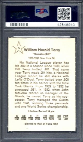 1961 GOLDEN PRESS BILL TERRY 5 PSA 7 NM (8940) 2