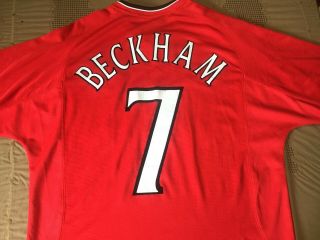 2000 2002 Beckham Manchester United Cl Home Football Soccer Shirt Jersey Large