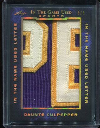 2019 Leaf Itg Game Daunte Culpepper Game Worn Letter Jersey Patch Ed 3/9