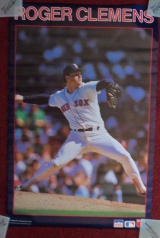 Vintage 1988 Starline Mlb Baseball Poster Roger Clemens Boston Red Sox