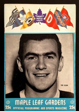 1957 Maple Leaf Gardens Nhl Hockey Program Vtg Leafs Vs Rangers Tod Sloan