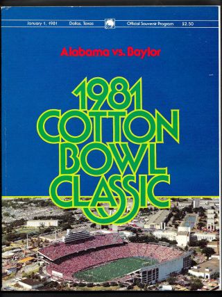 1981 Cotton Bowl Program Baylor Vs.  Alabama Bear Bryant