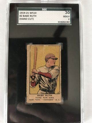 1919 - 21 W514 2 Babe Ruth Sgc 30 (2) Hand Cut - 1st York Yankees Card Hof