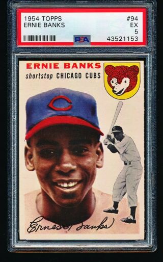 1954 Topps Ernie Banks Rc 94 Psa 5 - Centered,  No Creases