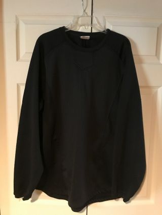 Black Long Sleeve Pullover Therma Base Jersey By Majestic - Size Xl