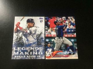 Ronald Acuna Jr 2018 Topps Update Rc Us250,  Legends In The Making Insert