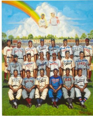 Ron Lewis “tribute To Leon Day” Signed Poster 20 Negro League Stars