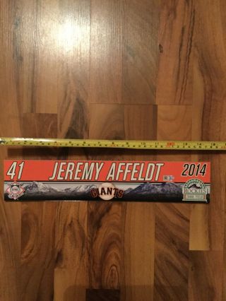 Jeremy Affeldt San Francisco Giants 2014 Game Locker Name Plate Coors Field