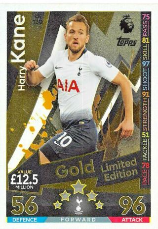 Match Attax Extra 2018/19 Harry Kane Gold Limited Edition Le13g