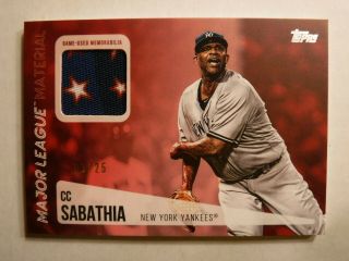 2019 Topps Series 2 Cc Sabathia Major League Material Red /25 Stars Ny Yankees