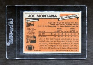 1981 Topps 216 Joe Montana San Francisco 49ers RC Rookie HOFer Awesome 2