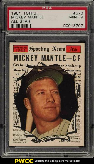 1961 Topps Mickey Mantle All - Star 578 Psa 9 (pwcc)