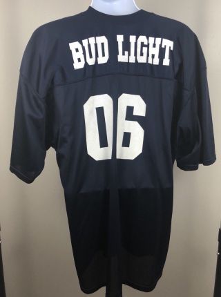 Budweiser Bud Light Beer Nylon Football Jersey 06 Blue Men 