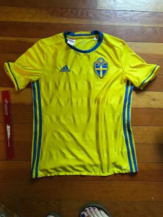 Adidas Sweden Svff Home Jersey Football Soccer Yellow Stripe Men Xl