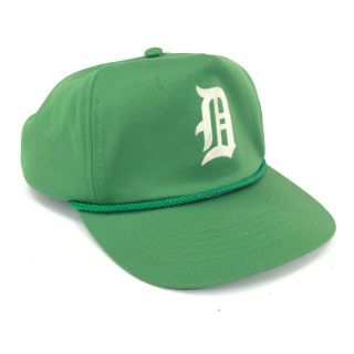 Vintage Detroit Tigers Capital 5 Panel Snapback Hat Cap Green White Iron On Logo