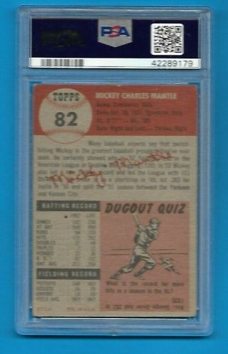 MICKEY MANTLE,  1953 Topps 82.  PSA 2 - good.  N.  Y.  Yankees.  HOF 4