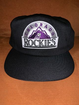 Vintage Colorado Rockies Plain Logo Snapback Hat Cap Mlb