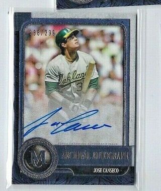Jose Canseco 2019 Topps Museum Archival Autograph 288/299 A 