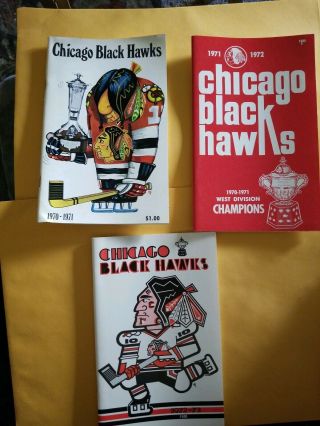 Set Of 6 Chicago Blackhawks Hockey Media Guide Programs 1970 Thru 1976