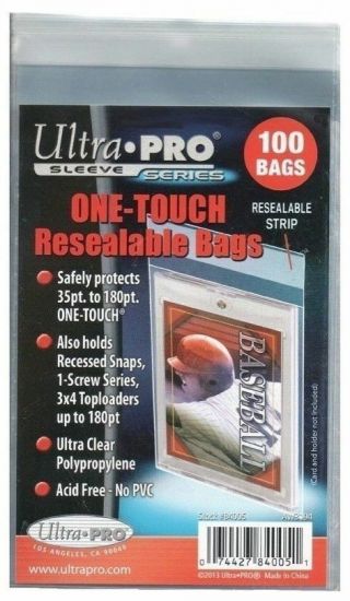 (100 / 1 Pack) Ultra Pro One - Touch Resealable Bags Sleeves For Card Holders