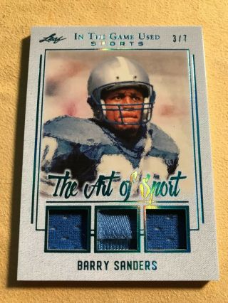 2019 Leaf In The Game Barry Sanders Art Of Sport Lions Jersey Patch 3/7