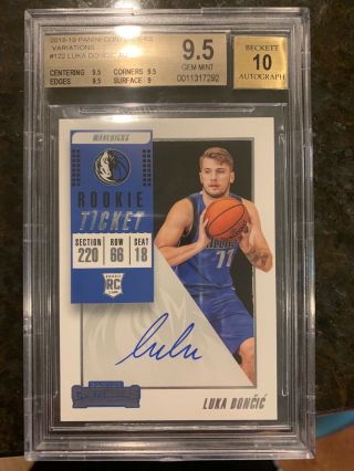 2018 - 19 Contenders Luka Doncic Auto Rookie Ticket Variation Rc - Bgs 9.  5/10 Gem