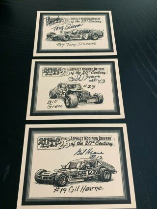 3 Autographed Aarn Top 20 Modified Drivers Postcards Hearne,  Siscone,  Greco