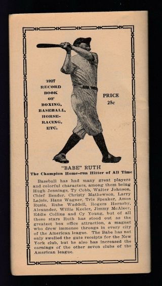 1927 Athletic Sporting Record Book Babe Ruth Ny Yankees Gene Tunney Boxing Champ