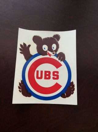 Vintage 1960’s Chicago Cubs Cubbie Bear Decal Old Logo