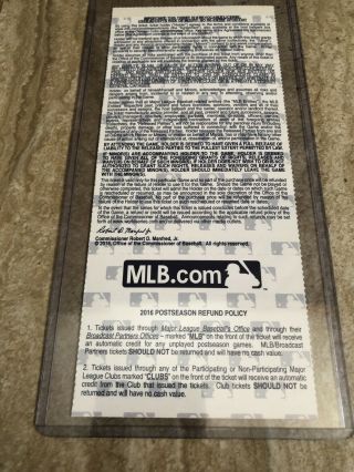 2016 Chicago Cubs vs Cleveland Indians World Series Ticket Stub Game 4 Wrigley 2
