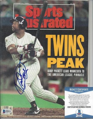 Kirby Puckett Signed Sports Illustrated Beckett Twins Authentic Autograph