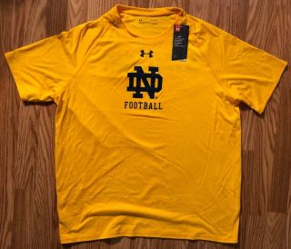 Notre Dame Football Starving Team Issued Under Armour Shirts Gold Size Xl