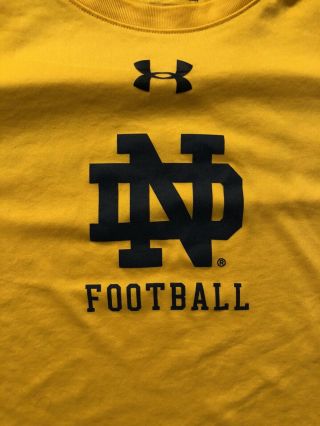 Notre Dame Football Starving Team Issued Under Armour Shirts Gold Size Xl 2