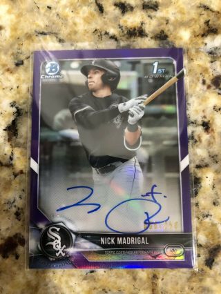 Nick Madrigal 2018 Bowman Chrome Purple Refractor Auto /250 White Sox