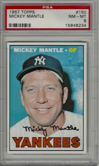 1967 Topps Mickey Mantle 150 Psa 8 High - End Card Great Color